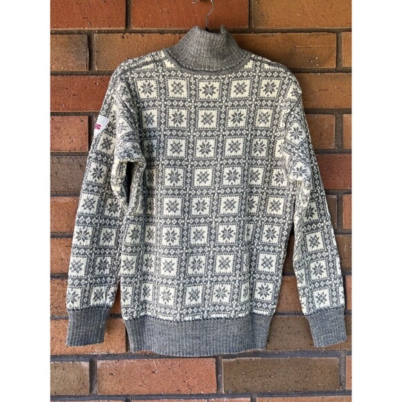 Dale of‎ Norway Fair Isle Sweater Wool 1/4 Zip Snowflake | Gray | Men's Large - Picture 2 of 16